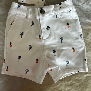 Janie and Jack White Tropical Print Kids Shorts